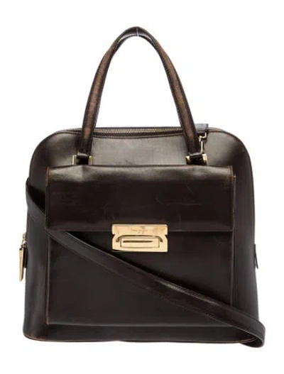 Pre-owned Ferragamo Leather Top Handle Bag In Black