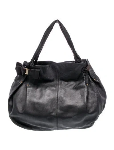 Pre-owned Ferragamo Leather Top Handle Bag In Black