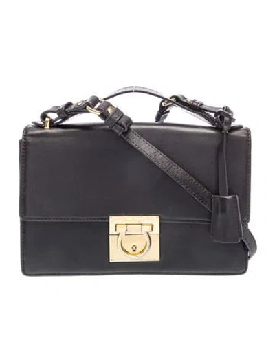 Pre-owned Ferragamo Leather Top Handle Bag In Black