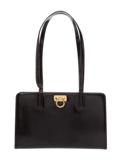 Pre-owned Ferragamo Leather Top Handle Bag In Black