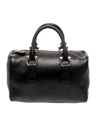 Pre-owned Ferragamo Leather Top Handle Bag In Black