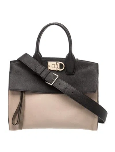 Pre-owned Ferragamo Leather Top Handle Bag In Black