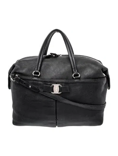 Pre-owned Ferragamo Leather Top Handle Bag In Black