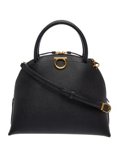 Pre-owned Ferragamo Leather Top Handle Bag In Black