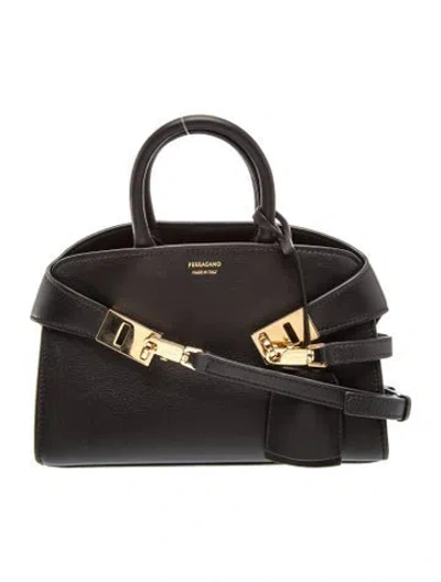 Pre-owned Ferragamo Leather Top Handle Bag In Black