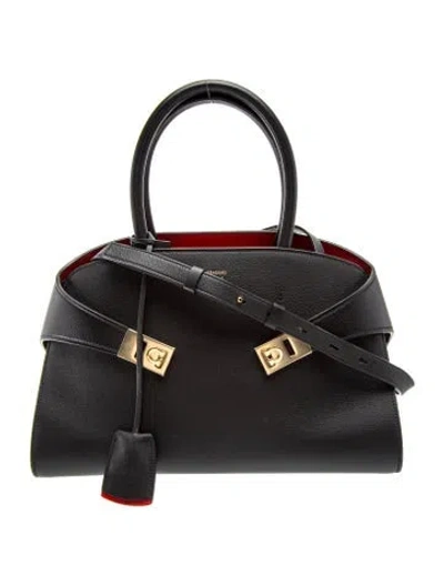 Pre-owned Ferragamo Leather Top Handle Bag In Black