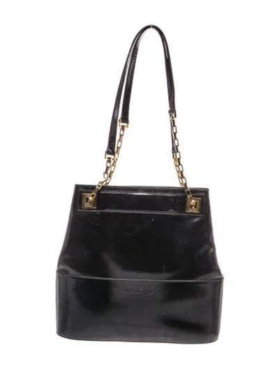 Pre-owned Ferragamo Leather Top Handle Bag In Black