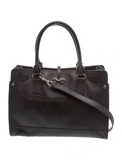 Pre-owned Ferragamo Leather Top Handle Bag In Black