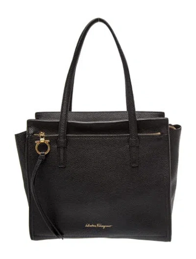 Pre-owned Ferragamo Leather Top Handle Bag In Black