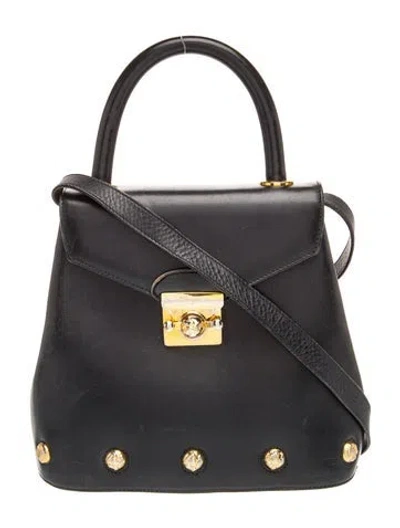 Pre-owned Ferragamo Leather Top Handle Bag In Black
