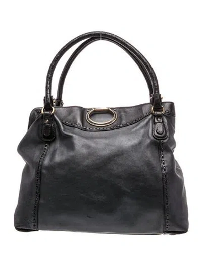 Pre-owned Ferragamo Leather Top Handle Bag In Black