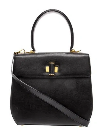 Pre-owned Ferragamo Leather Top Handle Bag In Black