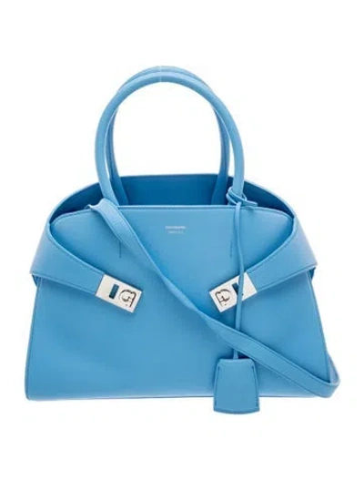 Pre-owned Ferragamo Leather Top Handle Bag In Blue