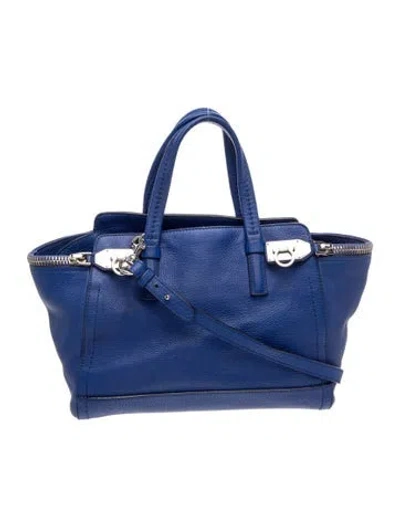 Pre-owned Ferragamo Leather Top Handle Bag In Blue