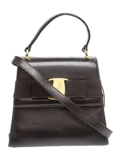 Pre-owned Ferragamo Leather Top Handle Bag In Blue