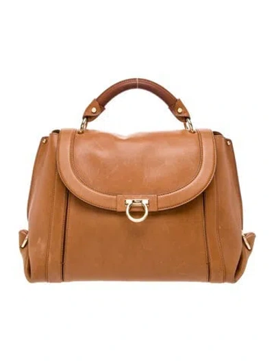 Pre-owned Ferragamo Leather Top Handle Bag In Brown