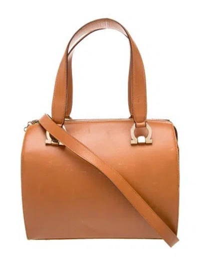 Pre-owned Ferragamo Leather Top Handle Bag In Brown