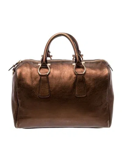 Pre-owned Ferragamo Leather Top Handle Bag In Brown
