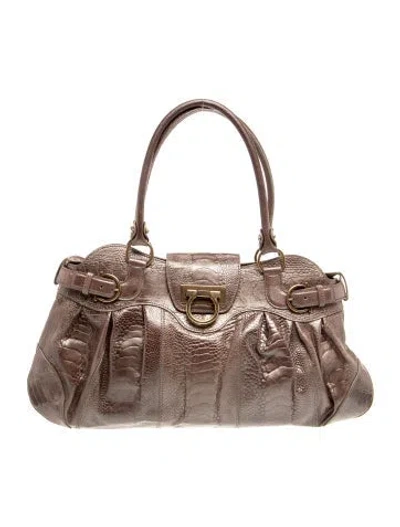 Pre-owned Ferragamo Leather Top Handle Bag In Brown
