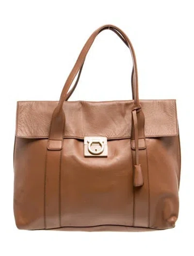 Pre-owned Ferragamo Leather Top Handle Bag In Brown
