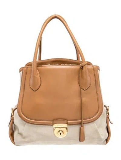 Pre-owned Ferragamo Leather Top Handle Bag In Brown