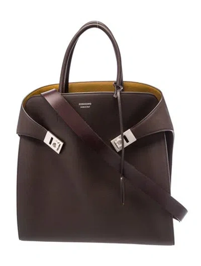 Pre-owned Ferragamo Leather Top Handle Bag In Brown