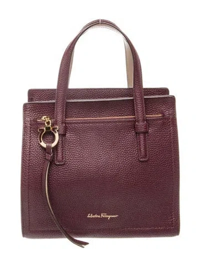 Pre-owned Ferragamo Leather Top Handle Bag In Burgundy