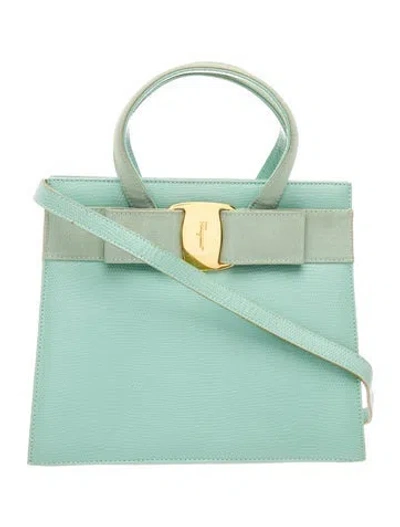 Pre-owned Ferragamo Leather Top Handle Bag In Green