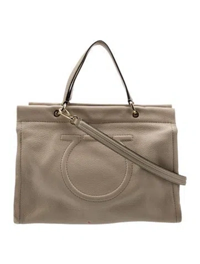 Pre-owned Ferragamo Leather Top Handle Bag In Neutral