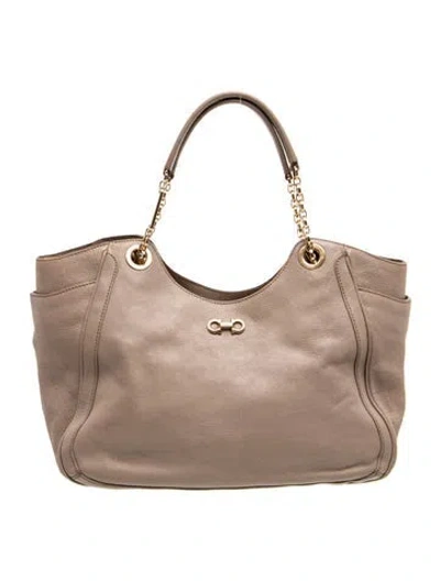Pre-owned Ferragamo Leather Top Handle Bag In Neutral