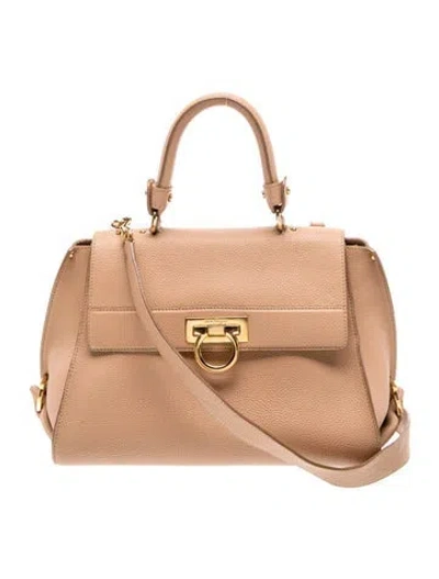 Pre-owned Ferragamo Leather Top Handle Bag In Neutral