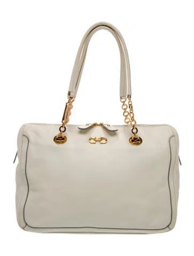 Pre-owned Ferragamo Leather Top Handle Bag In Neutral
