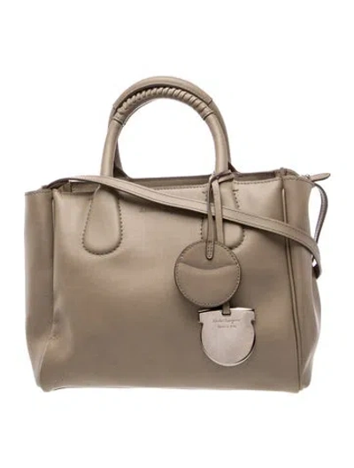 Pre-owned Ferragamo Leather Top Handle Bag In Neutrals