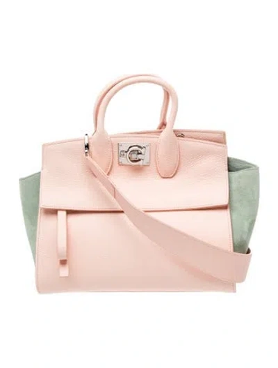 Pre-owned Ferragamo Leather Top Handle Bag In Neutrals