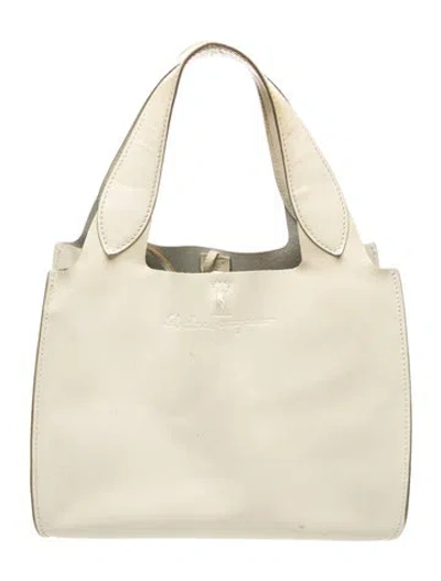 Pre-owned Ferragamo Leather Top Handle Bag In Neutrals