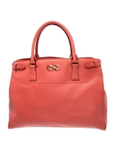 Pre-owned Ferragamo Leather Top Handle Bag In Pink
