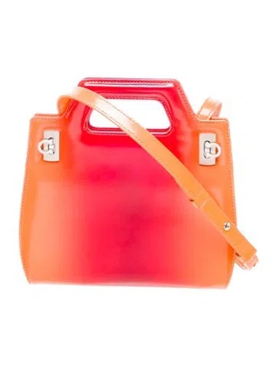 Pre-owned Ferragamo Leather Top Handle Bag In Red