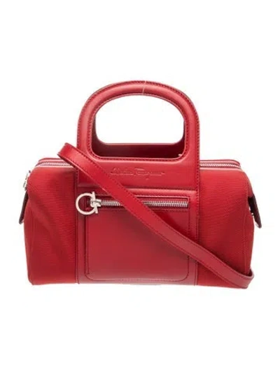 Pre-owned Ferragamo Leather Top Handle Bag In Red