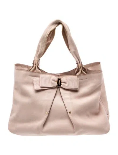 Pre-owned Ferragamo Leather Top Handle Bag In Silver