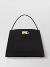 Ferragamo Leather Top Handle Shoulder Bag In Black