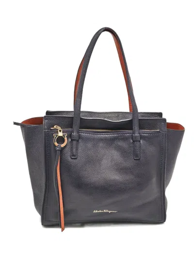 Pre-owned Ferragamo Leather Tote Bag In Blue