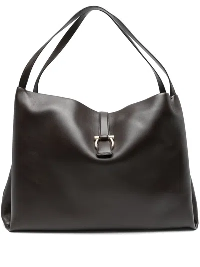 Ferragamo Leather Tote Bag In Brown