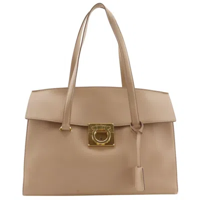Pre-owned Ferragamo Leather Tote Bag () In Beige