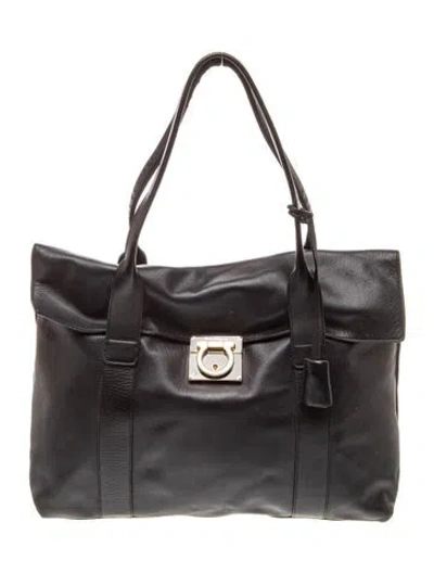 Pre-owned Ferragamo Leather Tote In Black