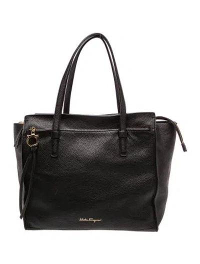 Pre-owned Ferragamo Leather Tote In Black