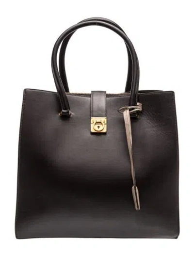 Pre-owned Ferragamo Leather Tote In Black