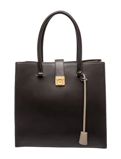 Pre-owned Ferragamo Leather Tote In Black