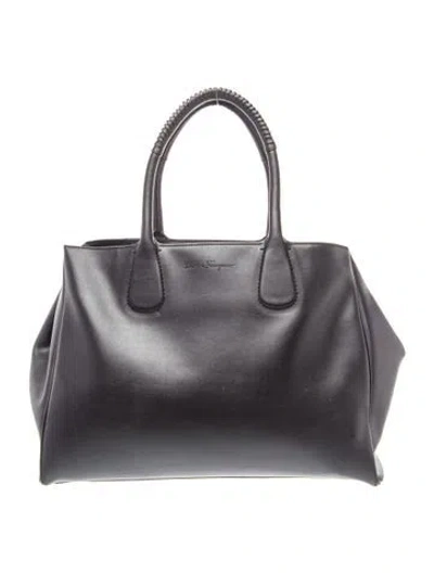 Pre-owned Ferragamo Leather Tote In Gray