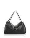 Ferragamo Gancini Medium Leather Tote Bag In Nero
