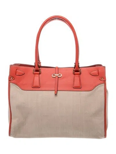 Pre-owned Ferragamo Leather Tote In Neutrals